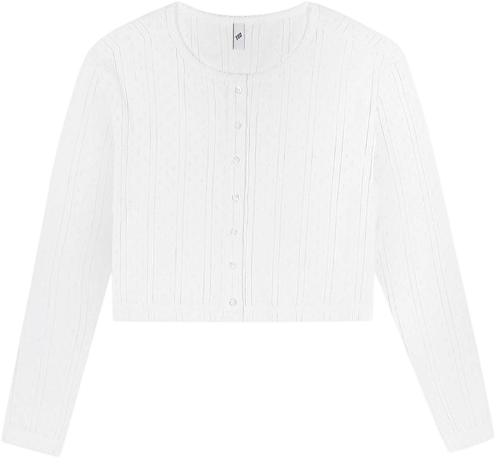 Cou Cou Intimates The Crop Cardi: White Pointelle