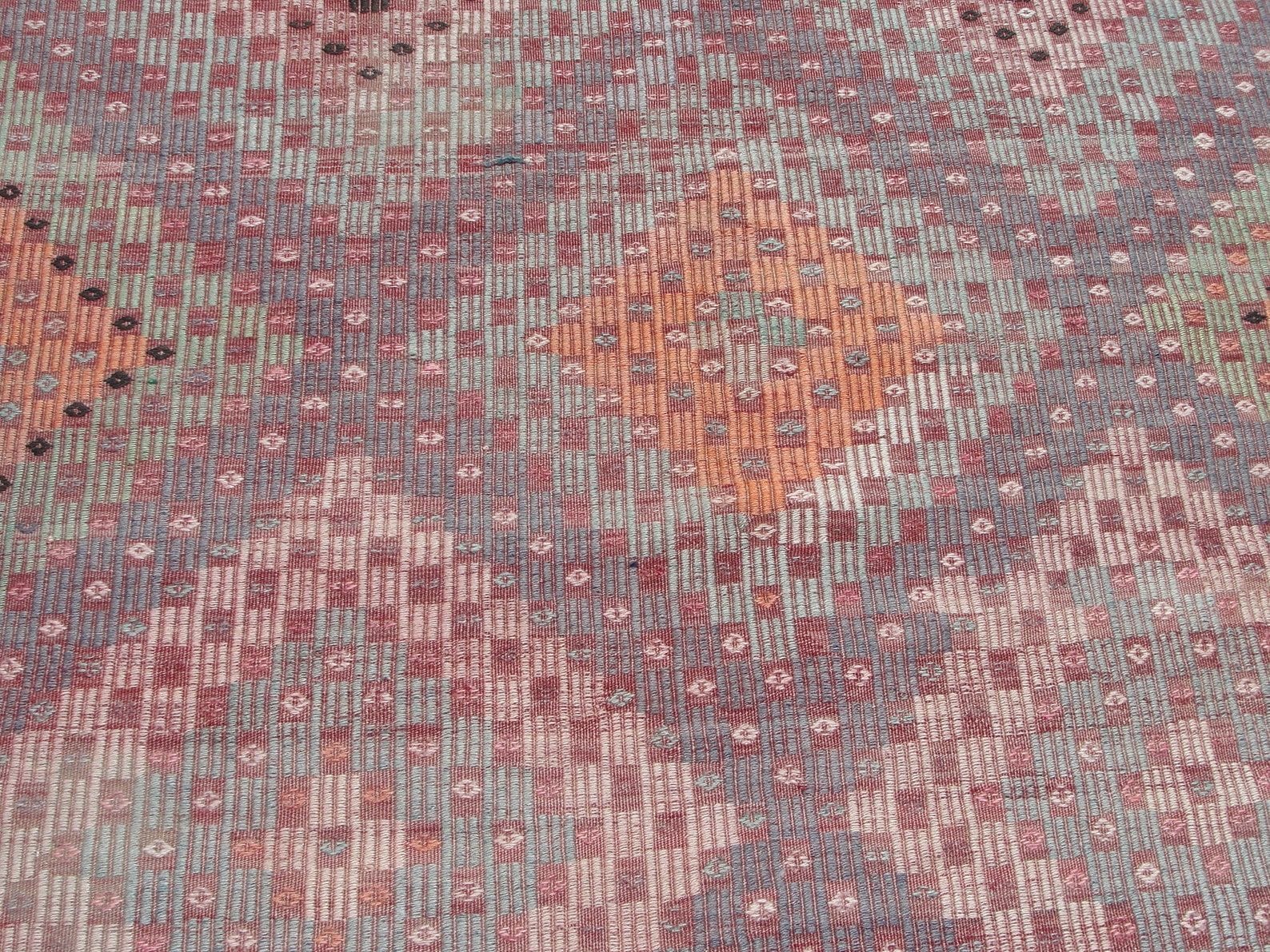 Handwoven 7x9 Wool Kilim Rug – Vintage Turkish Tribal Carpet