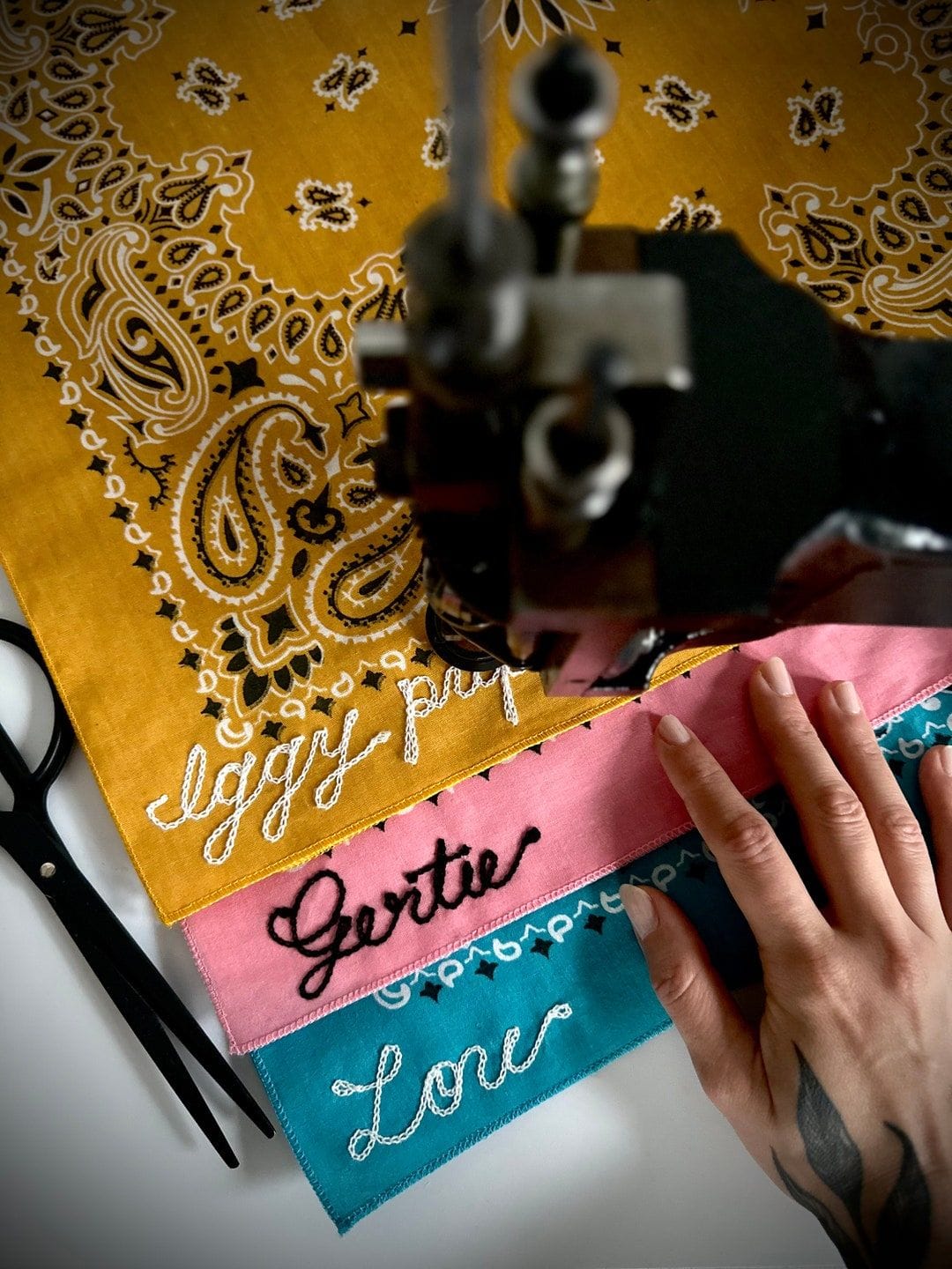 Personalized Chainstitch Embroidered Bandana