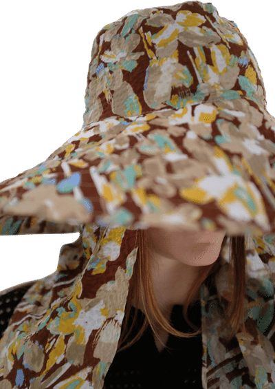 Brown Floral Scarf Hat