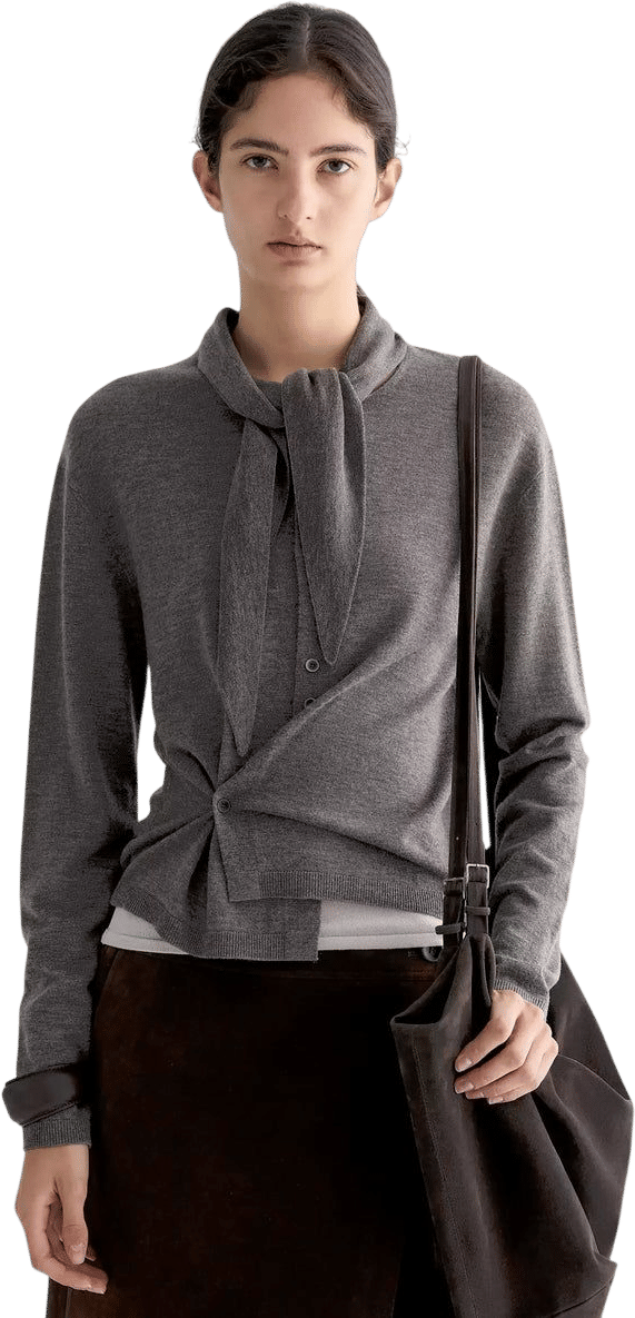 Asymmetric Merino Wool Cardigan