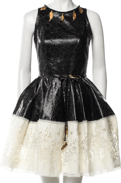 Vintage Black and White Lace Mini Dress