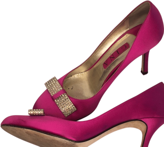 Gina Magenta Satin Pump Rhinestone Bow