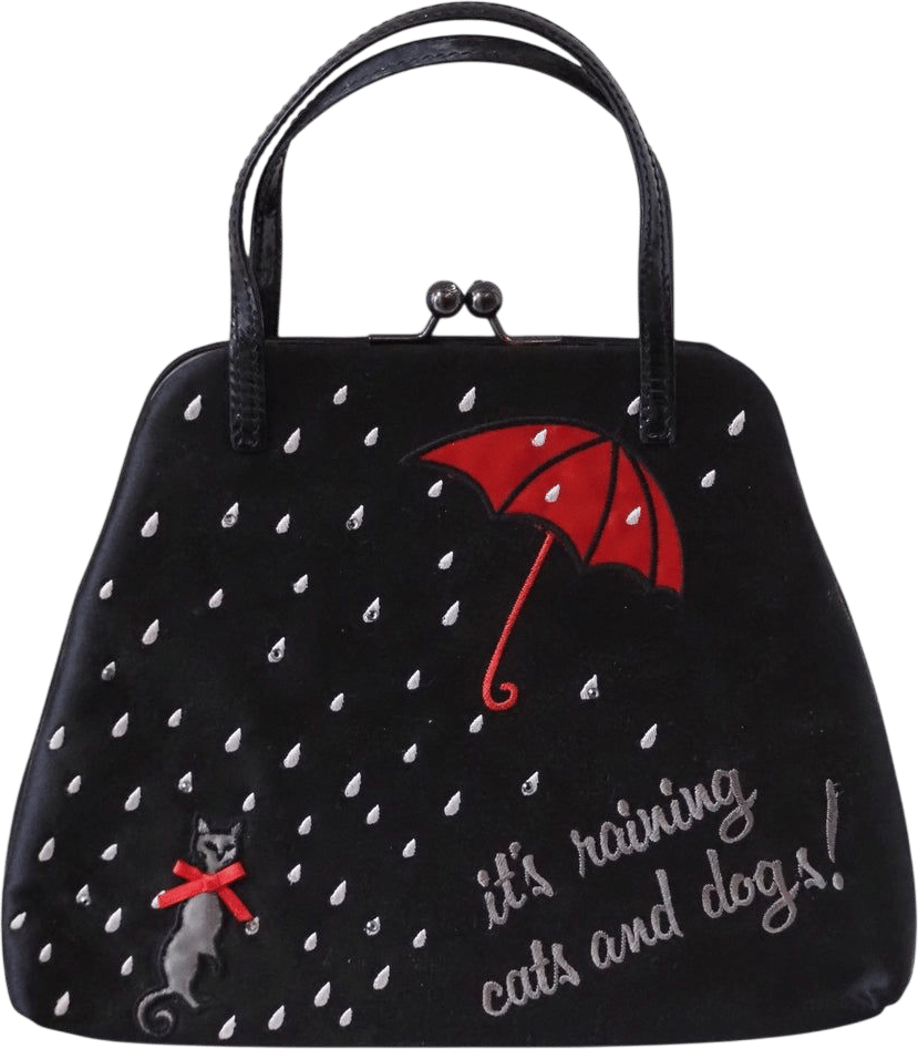 Vintage Moschino It's Raining Cats and Dogs Handle Bag