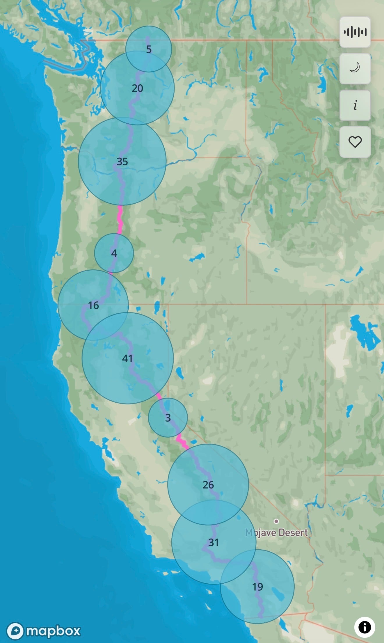 A Sound Map of the Pacific Crest Trail