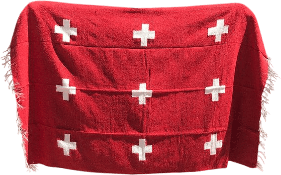 Vintage Mexican Cross Blanket: Hand Woven Wool Blend Serape