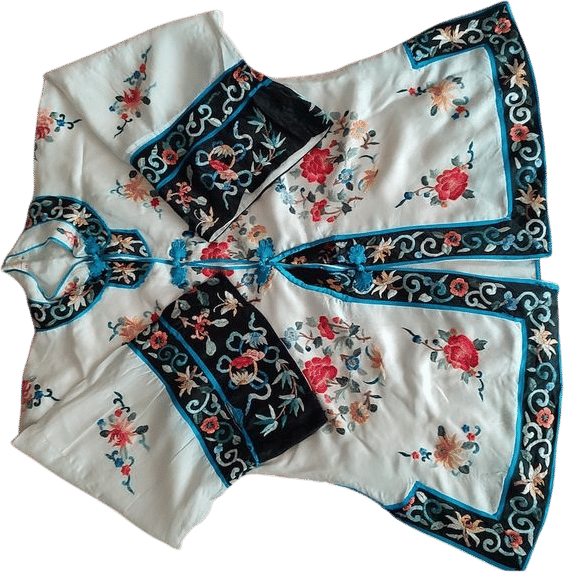 Embroidered Off-White Vintage Silk Coat