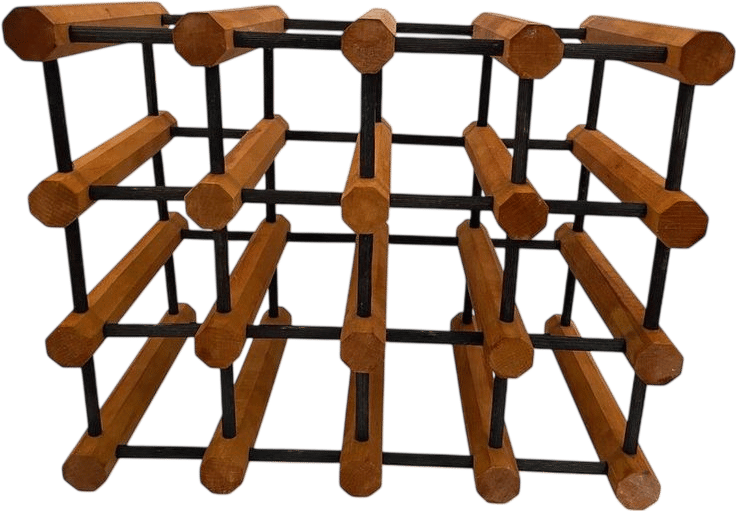 Vintage MCM Wood 12 Bottle Wine Rack Storage - Etsy