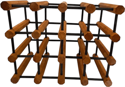 Vintage MCM Wood 12 Bottle Wine Rack