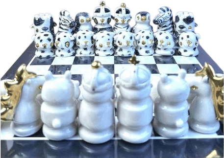 Handmade Porcelain Animal Chess Set