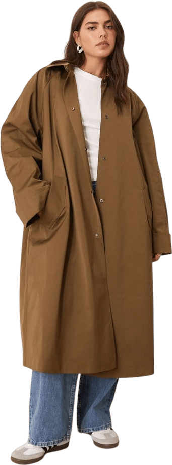 ASOS DESIGN Curve longline trench coat in khaki