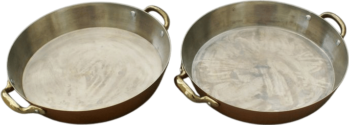 ONE Vintage Copper Casserole Dish: Small Round Baking Pan with Brass Handles