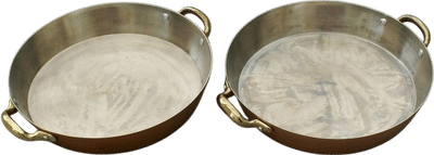 Vintage Copper Casserole Dish with Brass Handles