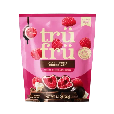 Hyper-Dried Raspberries Covered in Dark & White Chocolate