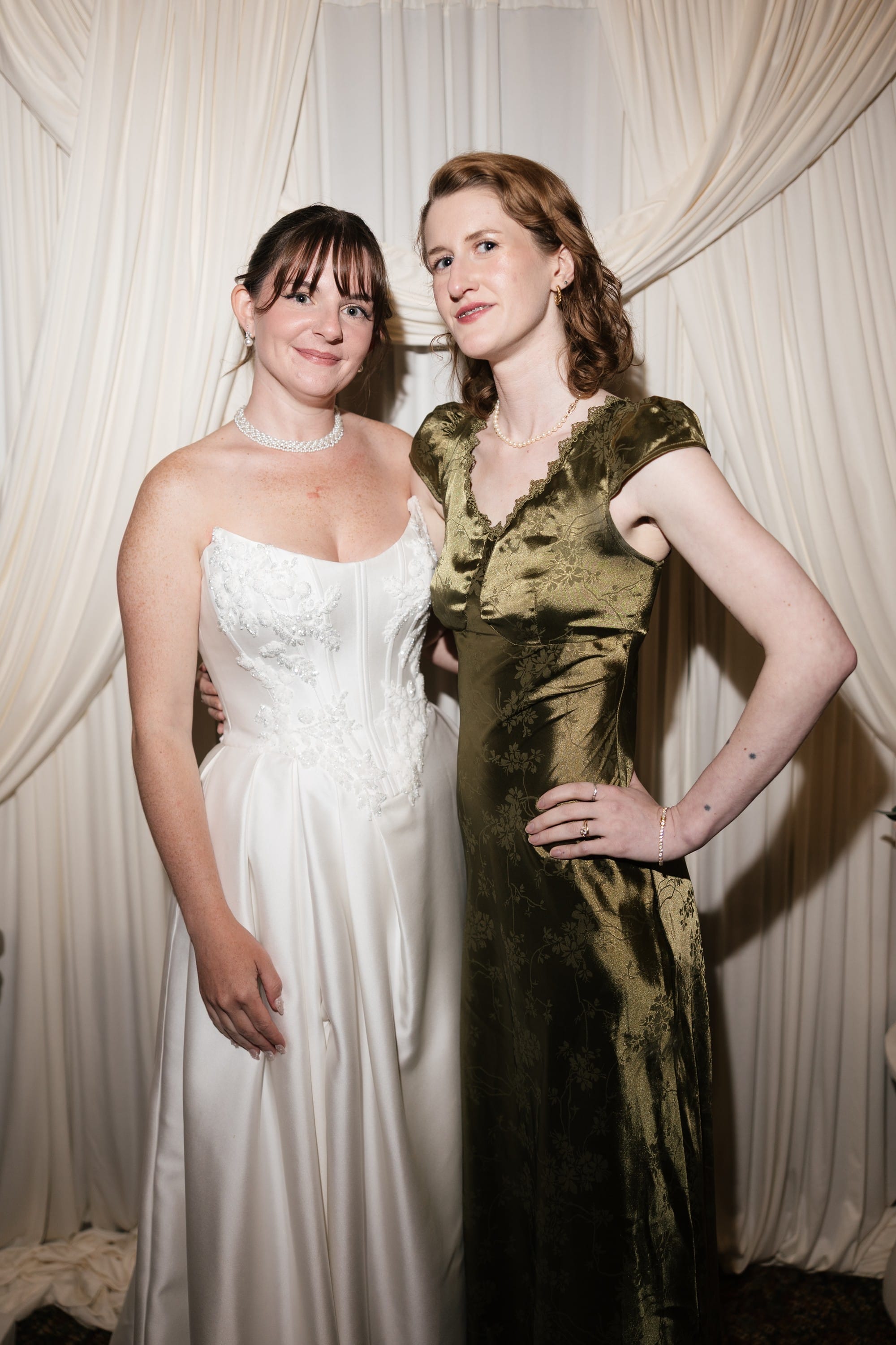 Green Satin Floral Dress