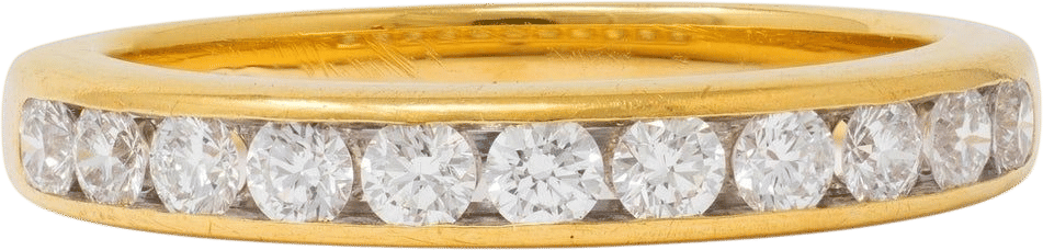 1990s Diamond 18k Yellow Gold Channel Band Ring