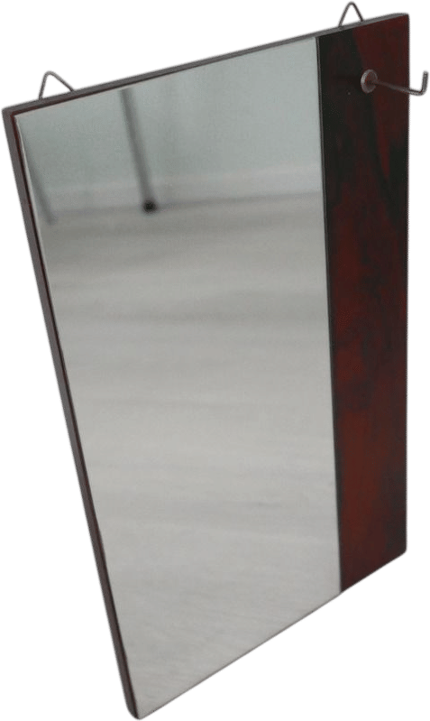 Vintage 70s Wooden Mirror With Hook