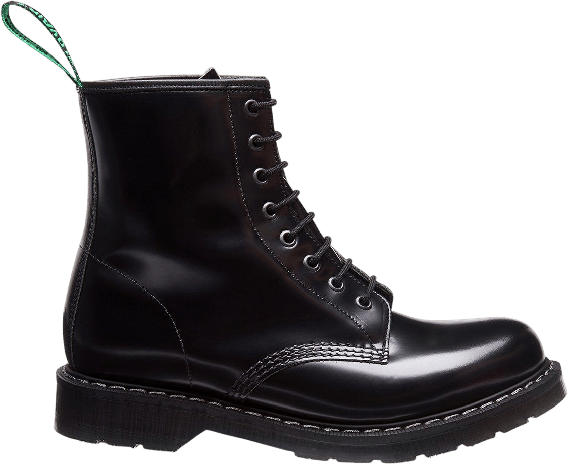 Black Hi-Shine 8 Eye Derby Boot