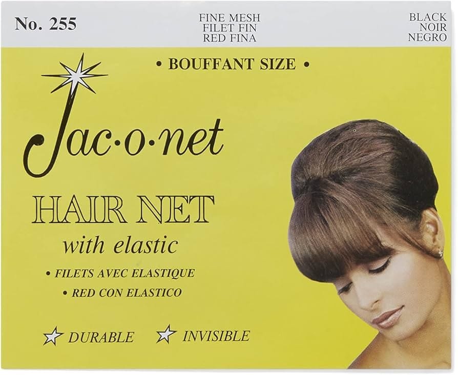 Jac-o-net Tiny Mesh Bouffant Hair Net (Black, Large)