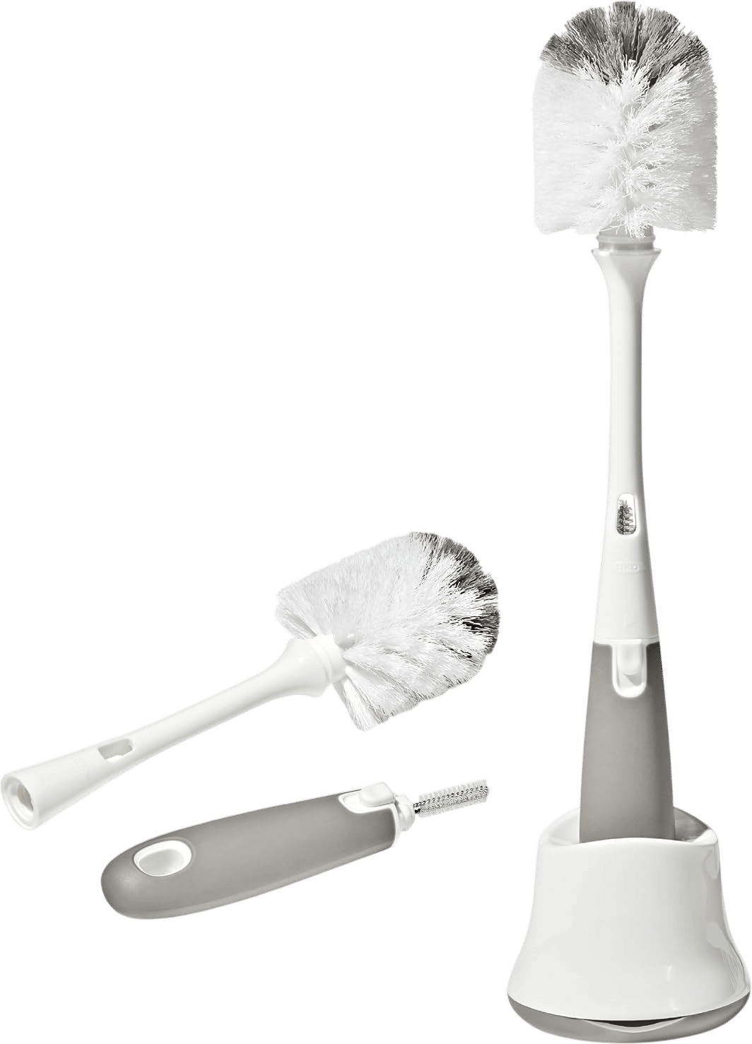OXO Tot Baby Bottle Brush with Nipple Cleaner and Stand, Gray 2-Pack