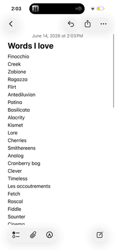 keep a list of fave words