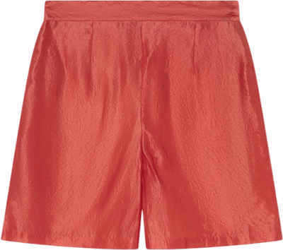Coral Silk Satin Shorts