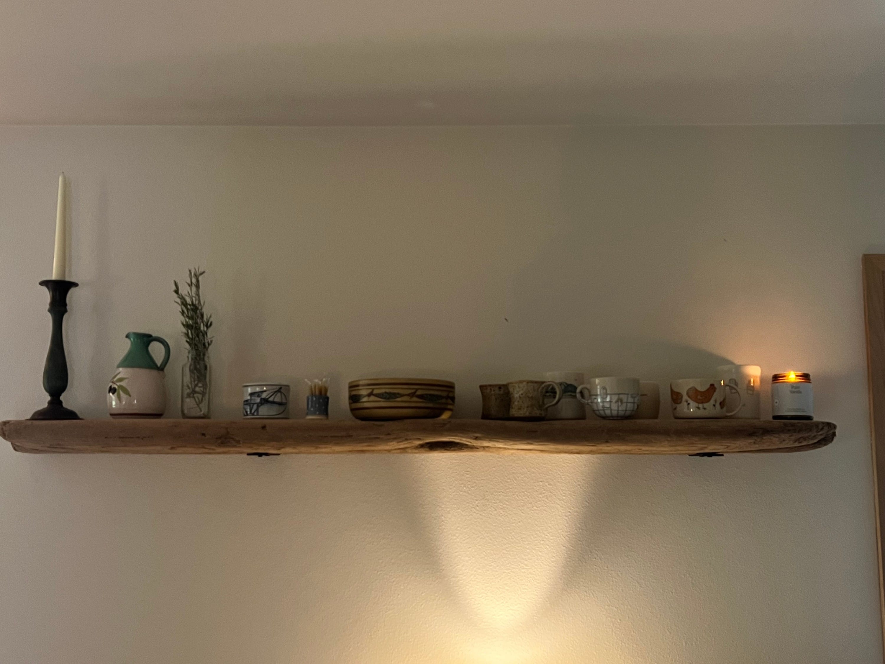 making a floating shelf out of driftwood