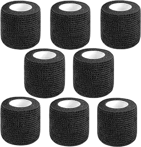 Self Adhesive Bandage Wrap, 2" Black Cohesive Bandages (8 Pack)