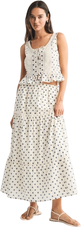 Lace-Trim Tie-Front Ruffle Tank