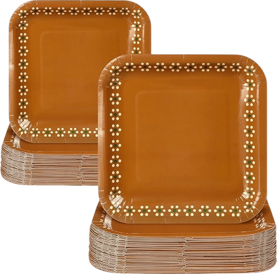 Terracotta Flower Paper Plates