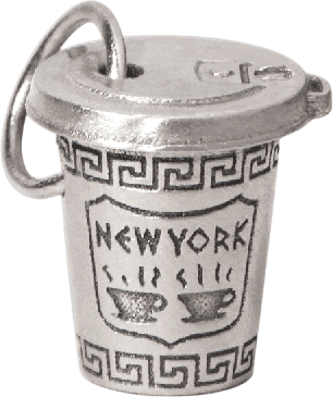 New York Coffee Cup Charm, Silver
