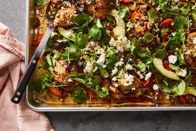 Sheet-Pan Za’atar Chicken With Carrot & Avocado Salad