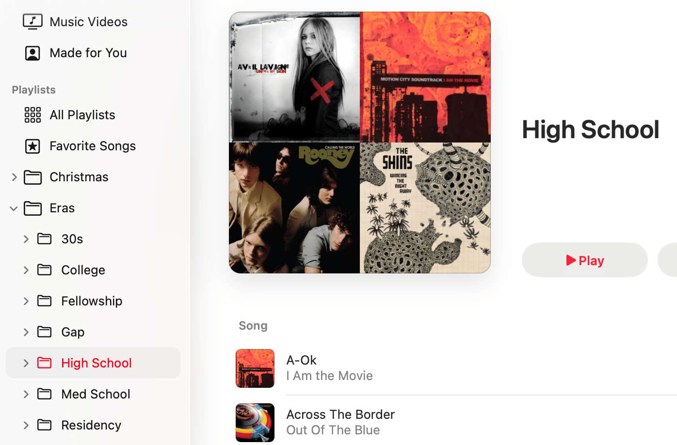 Organizing your playlists by era of your life