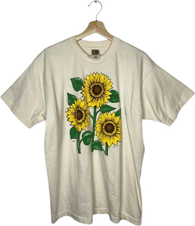Vintage 90s Hand Painted Sunflower T-Shirt (XL)