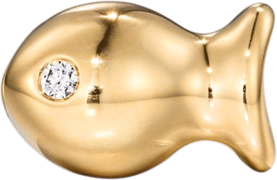 18K Yellow Gold Diamond Goldfish Charm