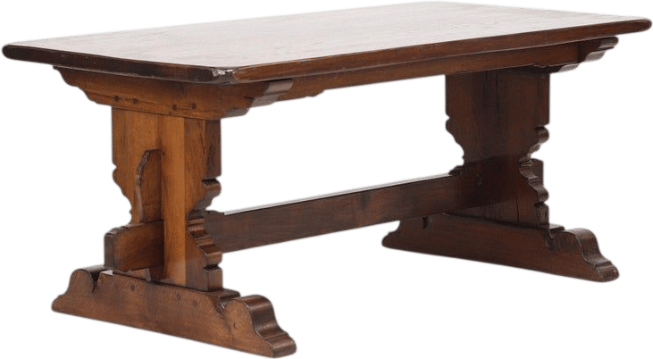 Rustic Oak Vintage Brutalist Dining Table