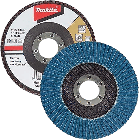 Makita 10 Pack - 80 Grit Flap Disc For Grinders - Balanced Conditioning For Metal, Stainless Steel & Non-Ferrous - 4-1/2" x 7/8-Inch | Z80 Angled