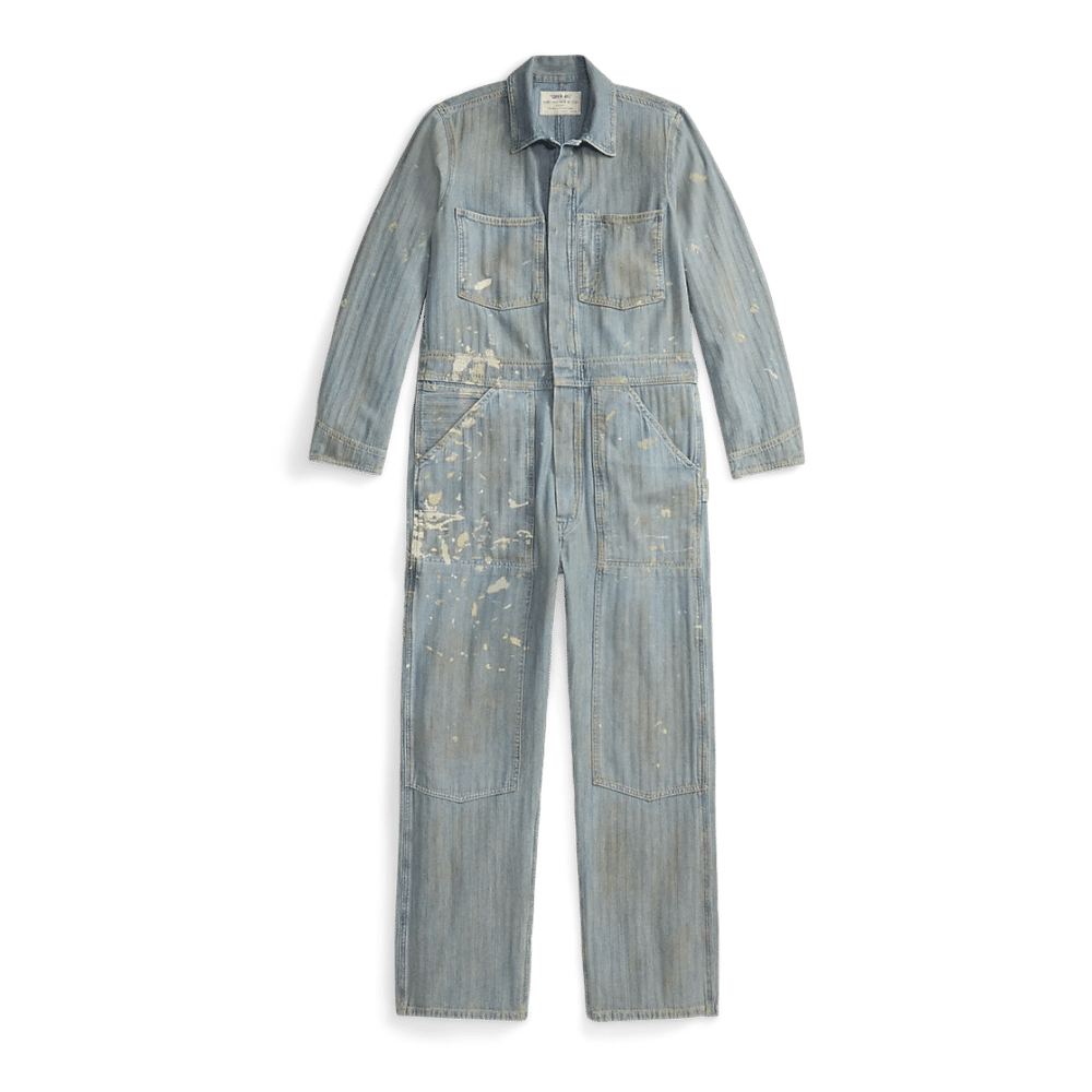 Distressed Indigo Herringbone Coverall
