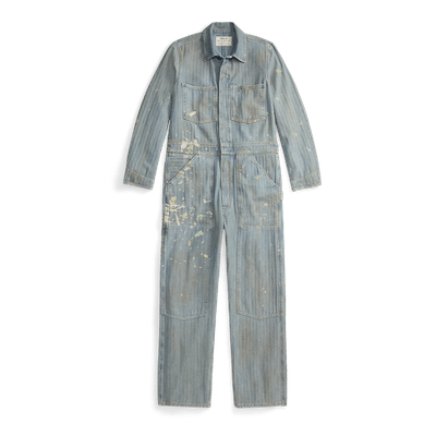 Distressed Indigo Herringbone Coverall