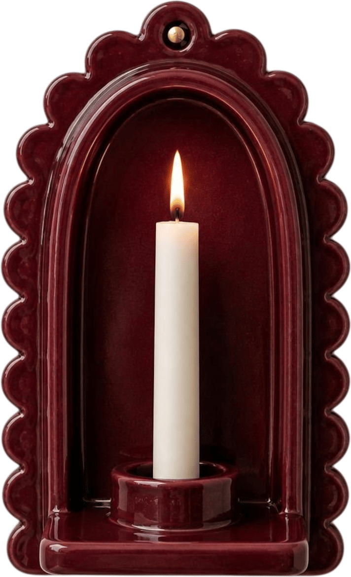 Rich Burgundy Ceramic Wall Candle Holder