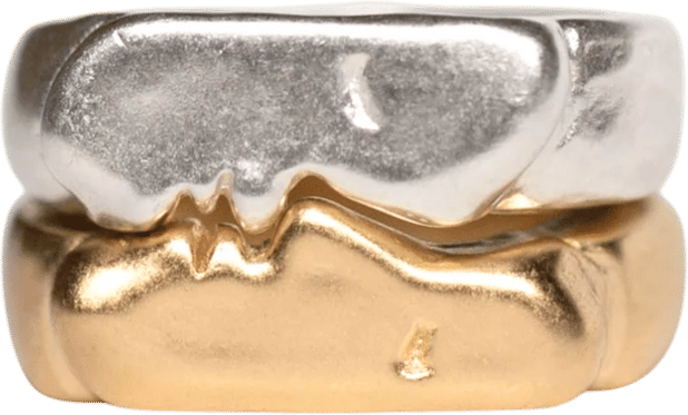Oxbow Kiss Rings, Mixed Metal
