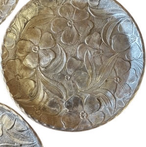 Vintage Dogwood Aluminum Coasters / Everlast Forged Aluminum-Set of 7