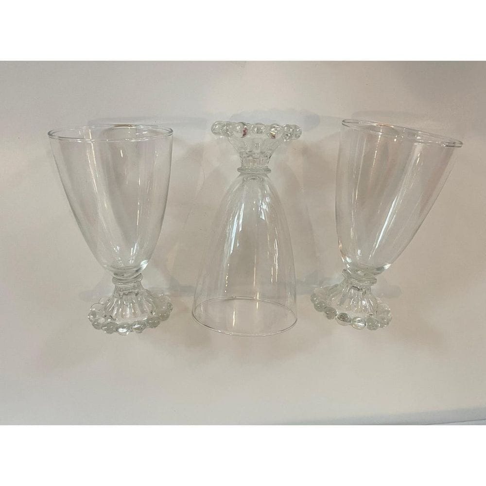 Vintage Clear Glass Boopie Goblets With Beaded Pedestal Base Set of 3 Water Wine - Etsy