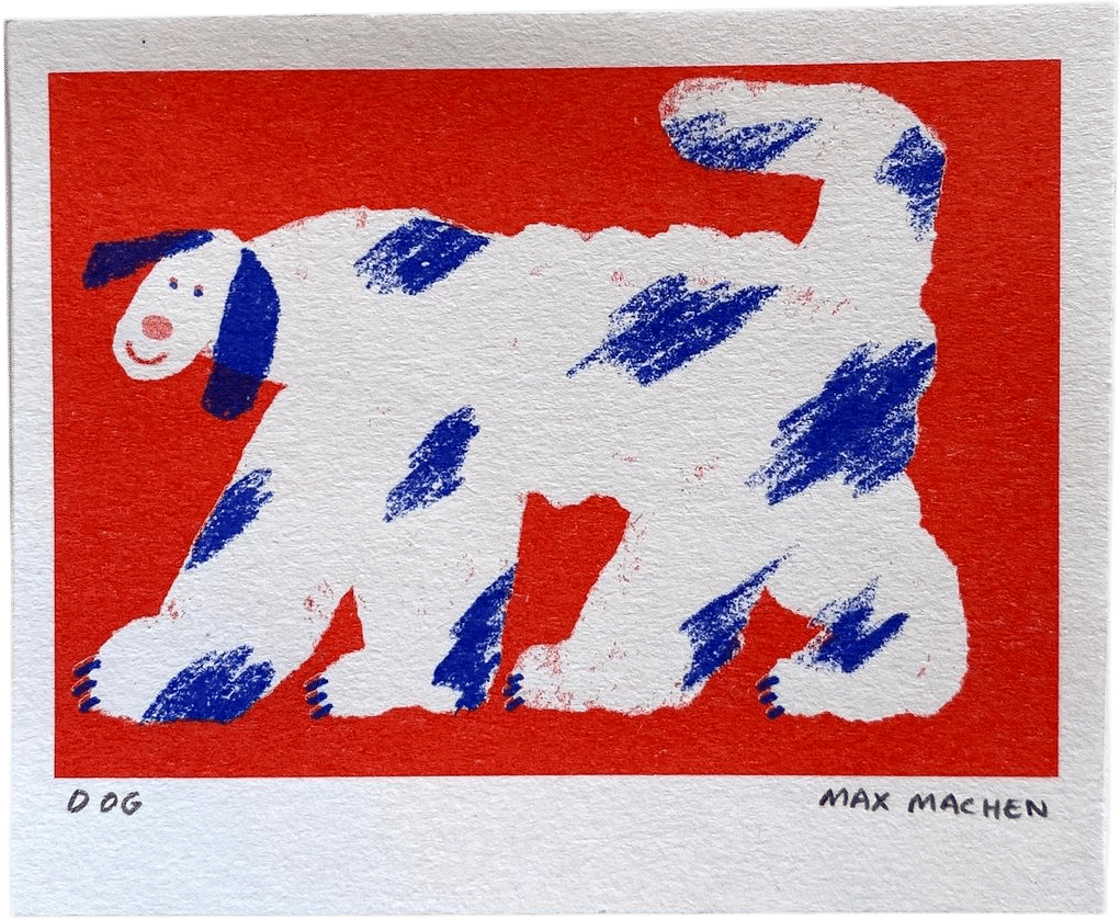 Red mini Dog riso print