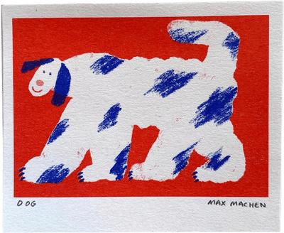 Red Mini Dog Risograph Print