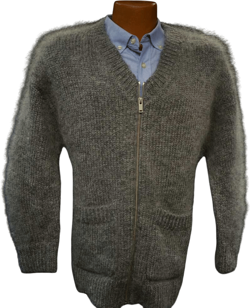 Men's Luxuriously Soft Zipper-front Mohair cardigan Sweater