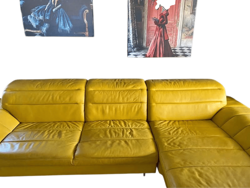 Modern Italian Yellow Leather Sectional Sofa