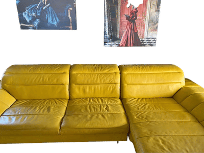 Modern Italian Yellow Leather Sectional Sofa