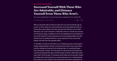 Surround Yourself With Those Who Are Admirable, and Distance Yourself From Those Who Aren’t.