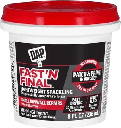 Dap 12140 Fast N Final Interior Exterior Spackle, 1/2-Pint,White, 8 Fl Oz (Pack of 1)